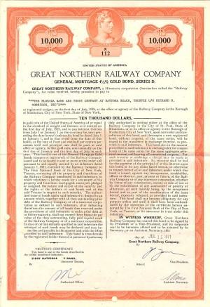 Great Northern Railway Co. - Bond